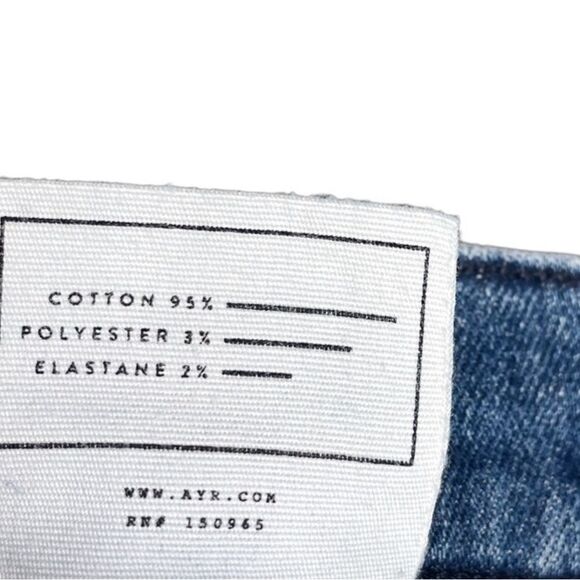 AYR Medium Blue Straight Leg The Pop Frayed Raw Hem Jeans 33 - Picture 12 of 14